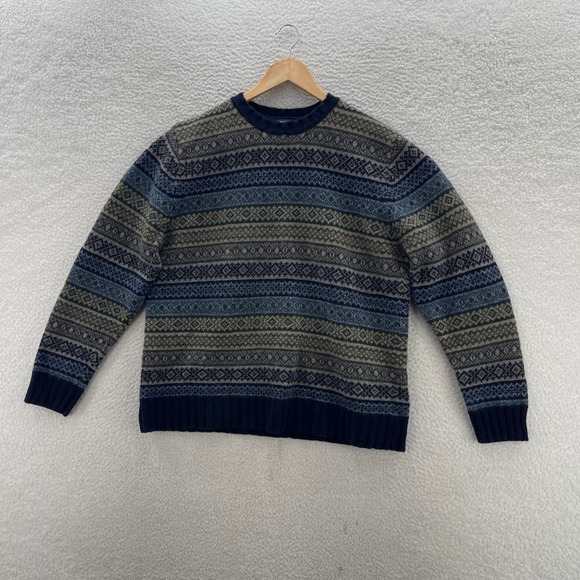 GAP Other - GAP Sweater Mens Large Green Blue Lambs Wool Fair Isle Nordic Outdoor Cabin Gorp